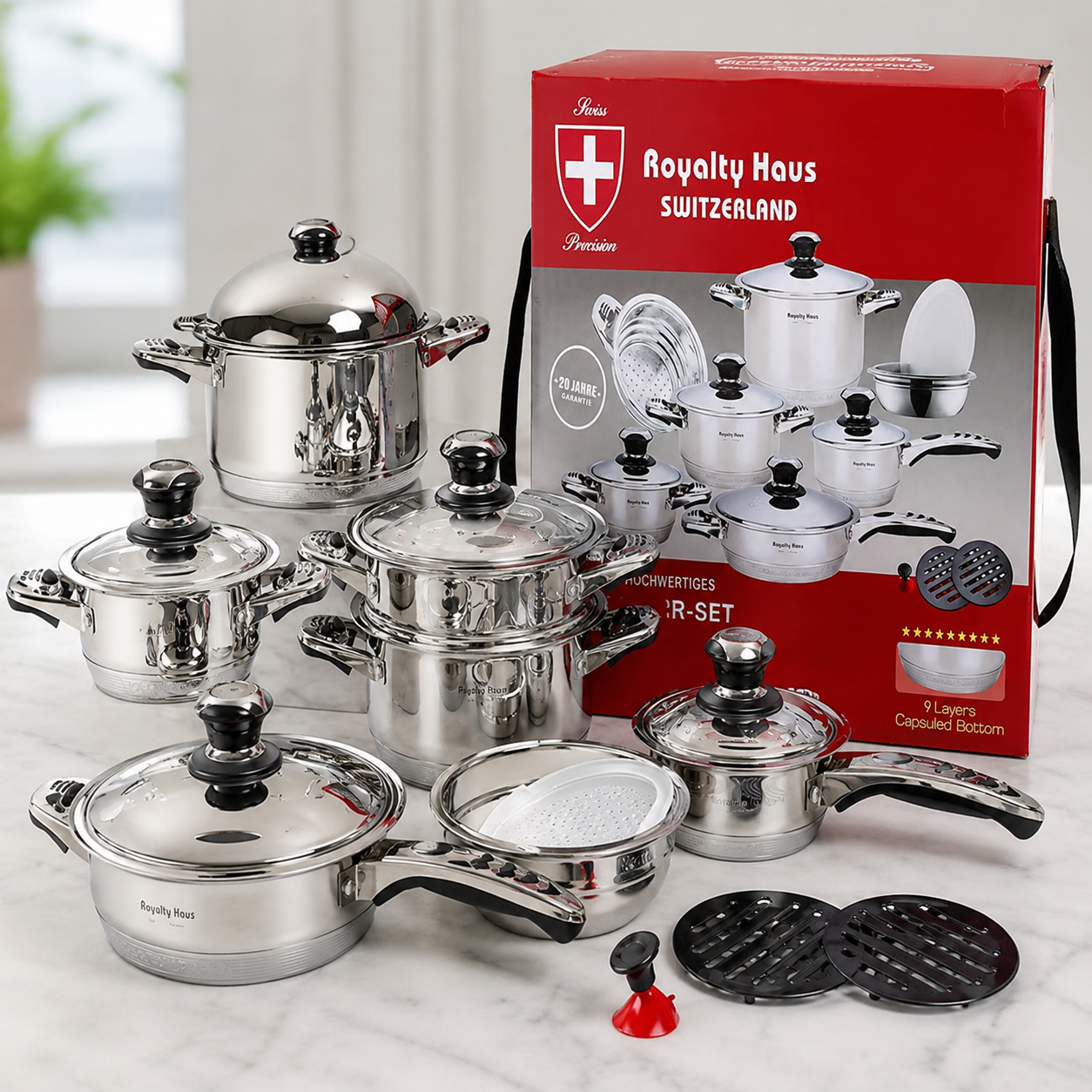 17 Piece Premium Stainless Steel Cookware Set