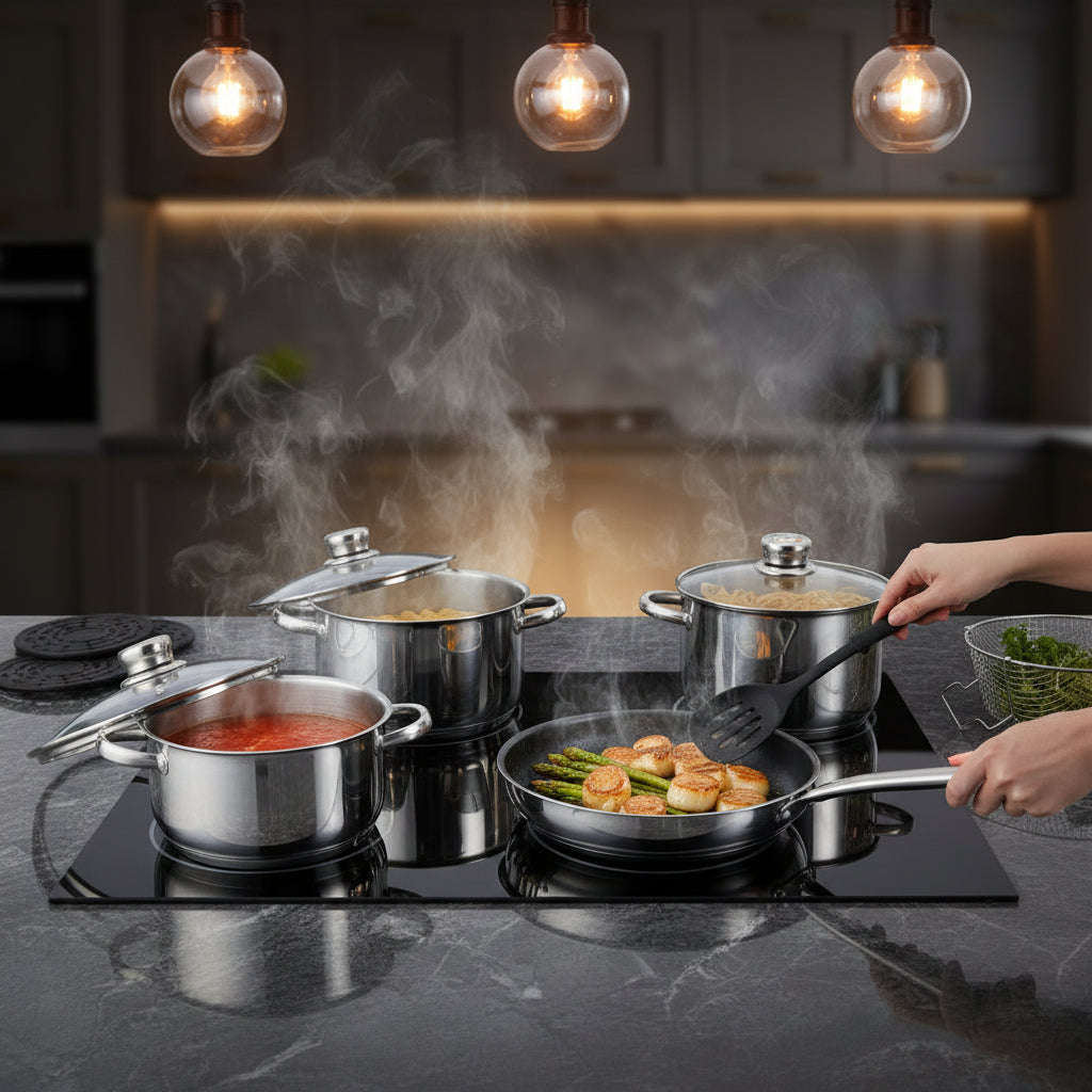 17-Piece inox 18/10 Cookware Set – Glass Lid