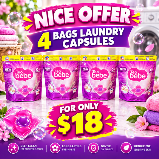 🌸 Teo bebe Laundry Detergent Capsules – Sensitive Care Bundle Offer
