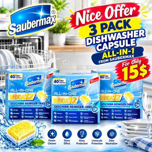 ✨ Saubermax All‑in‑One Dishwasher Capsules – Mega12 Tabs Bundle