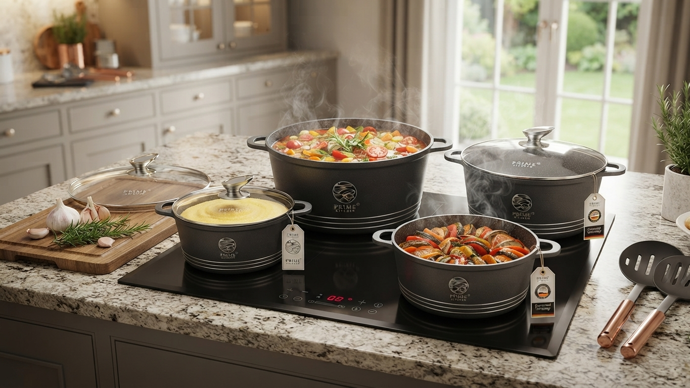 Prime Kitchen – 8 Piece Cookware Set