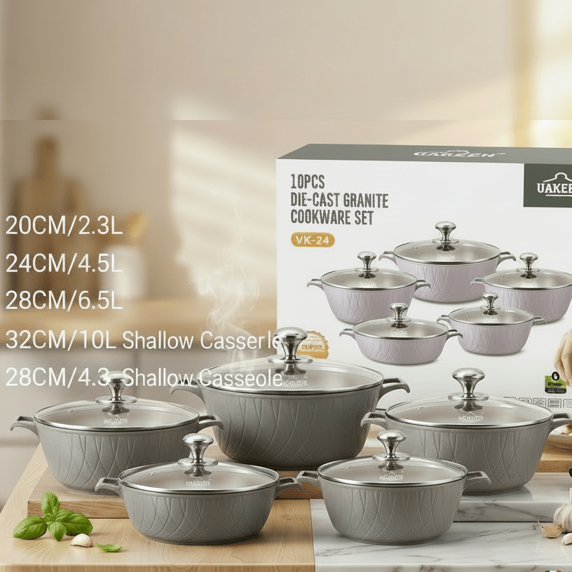 UAKEEN - Granite Cookware Set 10PCS