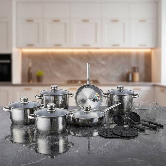 17-Piece inox 18/10 Cookware Set – Glass Lid