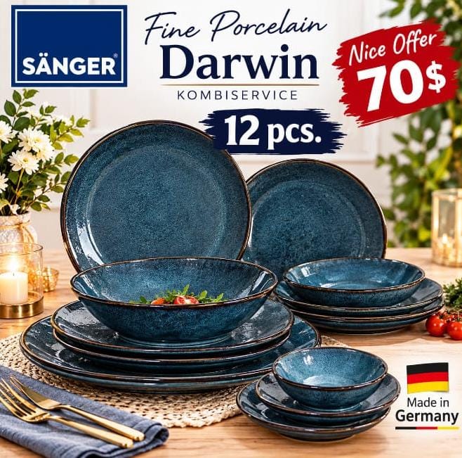 SÄNGER® - "Darwin" Fine Porcelain Kombiservice 12-Piece Set