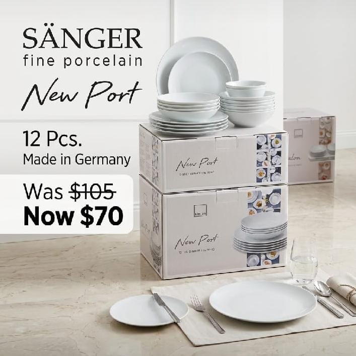 SÄNGER® - "New Port" Fine Porcelain 12-Piece Dinner Service