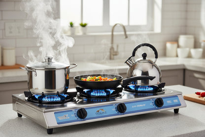 MOMAZ Household 3-Burner Stainless Steel Gas Stove